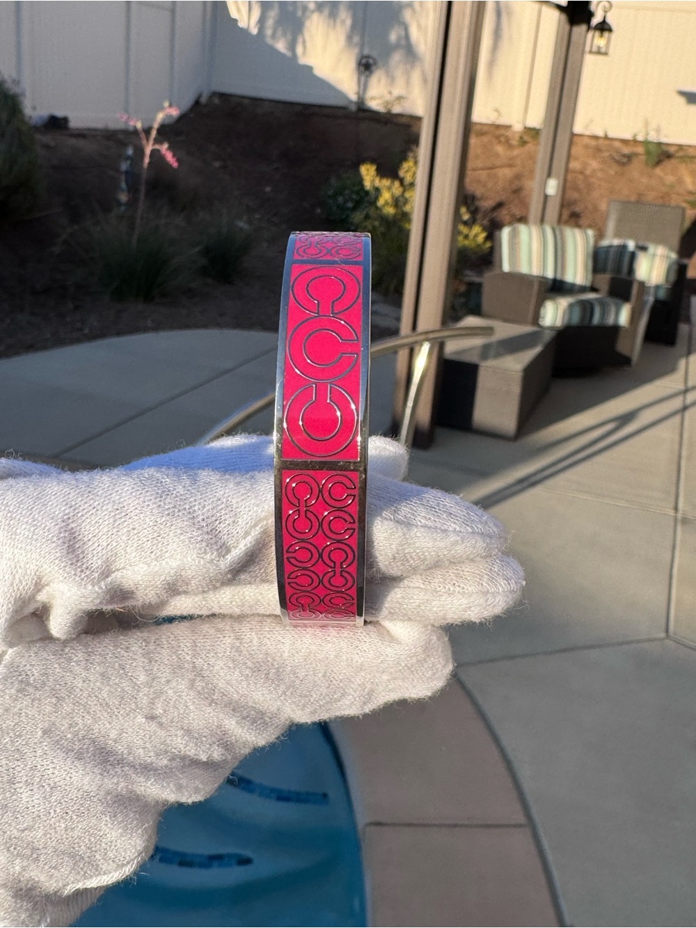 Coach hot pink bangle bracelet 7 1/2 - Picture 7 of 14